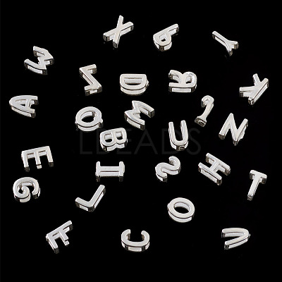 6Pcs 925 Sterling Silver Hollow Initial Beads STER-TA0001-53B-1