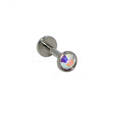 G23 Titanium Cubic Zirconia Flat Round 17 Gauge Threadless Labrets for Women Men WG1F07B-02-1