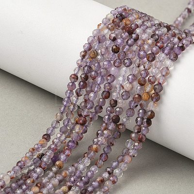 Natural Purple Phantom Quartz Purple Lodolite Quartz Beads Strands G-S385-01-1