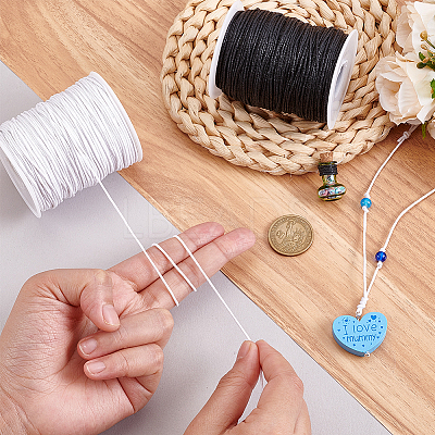 2 Rolls 2 Colors Waxed Cotton Cords YC-PH0001-52H-1