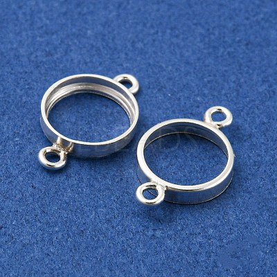 Rack Plating 925 Sterling Silver Cabochon Connector Settings STER-NH0001-41B-S-1