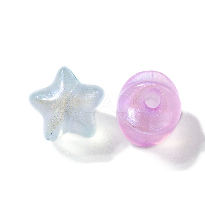 Rainbow Iridescent Plating Acrylic Beads CACR-YW0001-07-1