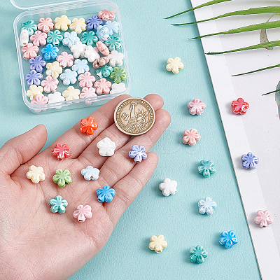 60Pcs Glazed Porcelain Beads PORC-HY0001-11-1