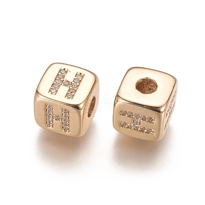 Brass Micro Pave Cubic Zirconia Beads KK-K238-16G-H-1
