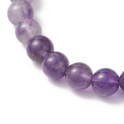 8.5MM Round Natural Amethyst & White Moonstone & Lavender Amethyst Stretch Beaded Bracelets BJEW-JB12986-01-1