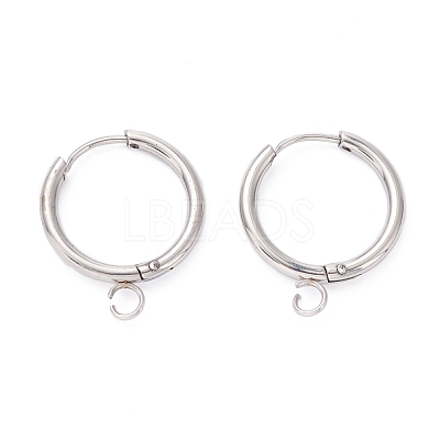 Tarnish Resistant 201 Stainless Steel Huggie Hoop Earring Findings STAS-P283-01S-P-1