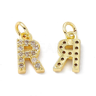Real 18K Gold Plated Brass Micro Pave Clear Cubic Zirconia Charms KK-E068-VB452-R-1