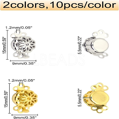 20Pcs 2 Colors Brass Box Clasps KK-CA0001-75-1