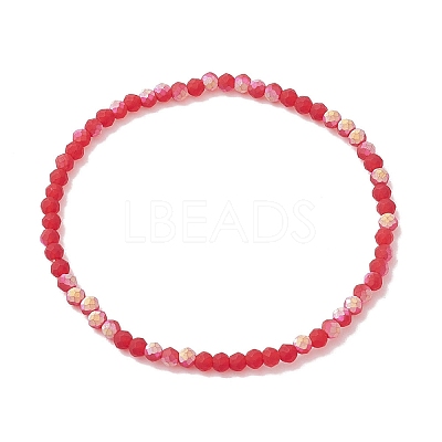 7Pcs 7 Styles Faceted Frosted Glass Beaded Stretch Bracelets for Women BJEW-JB10187-1