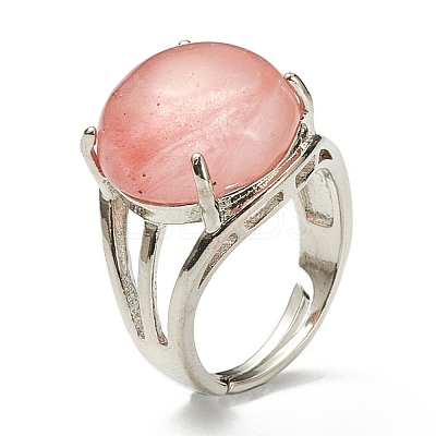 Adjustable Natural & Synthetic Gemstone Finger Rings RJEW-F075-01-1