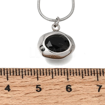 304 Stainless Steel Pave Cubic Zirconia Pendant Necklaces SA-CBADCF0-03P-1
