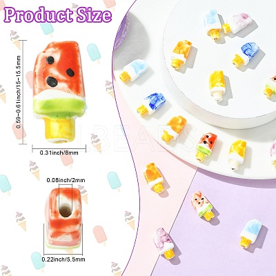 18Pcs 6 Colors Handmade Porcelain Beads PORC-CJ0001-38-1