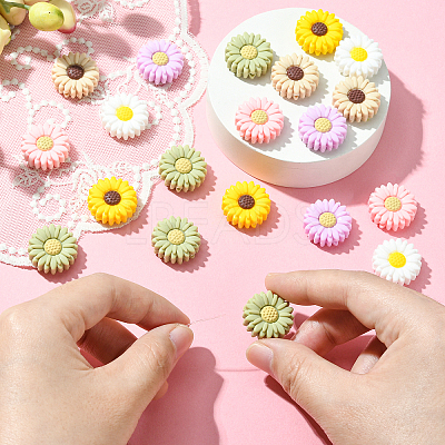 20Pcs Daisy Food Grade Eco-Friendly Silicone Focal Beads SIL-CJ0001-07-1