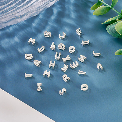 6Pcs 925 Sterling Silver Hollow Initial Beads STER-TA0001-53E-1