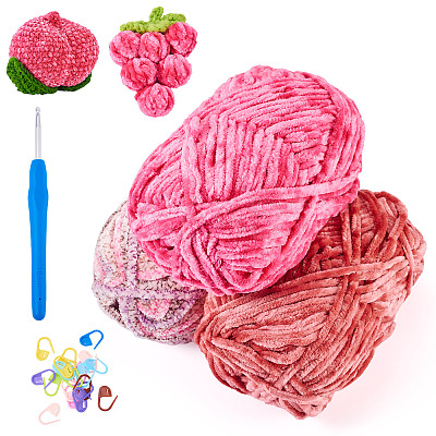 3 Rolls Super Bulky Plush Polyester Chenille Yarn OCOR-MB0001-06B-1