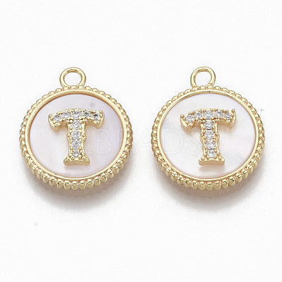 Brass Micro Pave Cubic Zirconia Pendants KK-T062-04T-NF-1
