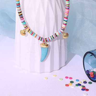 Flat Round Handmade Polymer Clay Beads LS-CLAY-R067-8.0mm-21-1