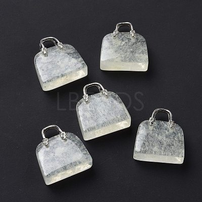 Watermelon Stone Glass Brass Pendants KK-E274-01P-023-1