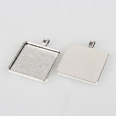 Tibetan Style Alloy Square Pendant Cabochon Settings X-TIBEP-N003-05AS-1