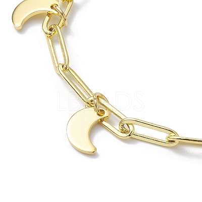 Golden 304 Stainless Steel Charm Bracelets with Brass Paperclip Chains BJEW-JB10031-02-1