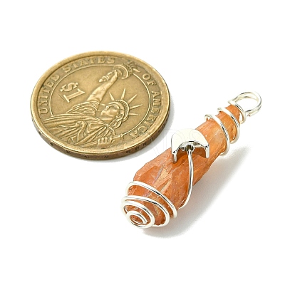 2Pcs Electroplated Natural Quartz Crystal Dyed Copper Wire Wrapped Pendants PALLOY-JF03174-02-1