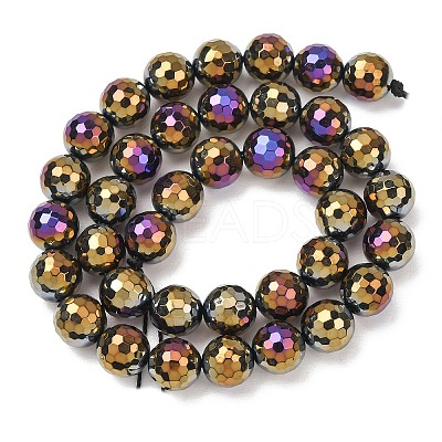 Electroplated Natural Agate Beads Strands G-B191-A07-10mm-04-1
