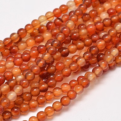 Round Natural Red Agate Bead Strands G-M257-4mm-26-1