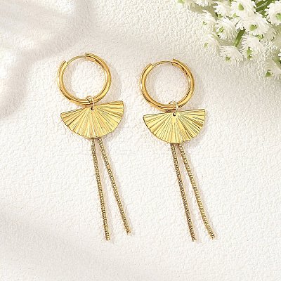 304 Stainless Steel & 201 Stainless Steel Snake Chain Tassel Dangle Earrings EJEW-JE07388-1