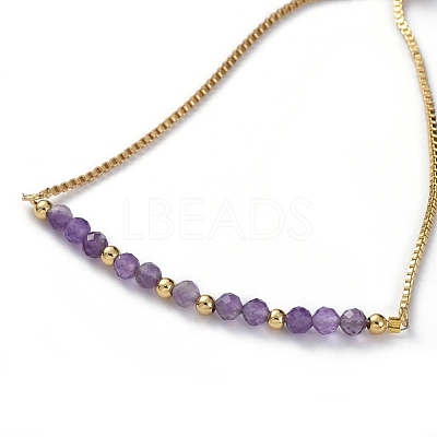 Adjustable Natural Amethyst Slider Bracelets BJEW-JB04929-04-1