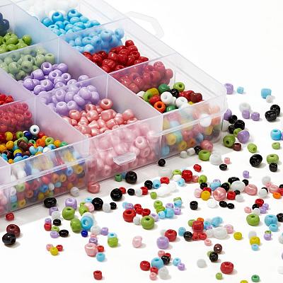 24 Style Opaque Colours Seed & Baking Paint Glass Round Seed Beads SEED-YW0001-29-1
