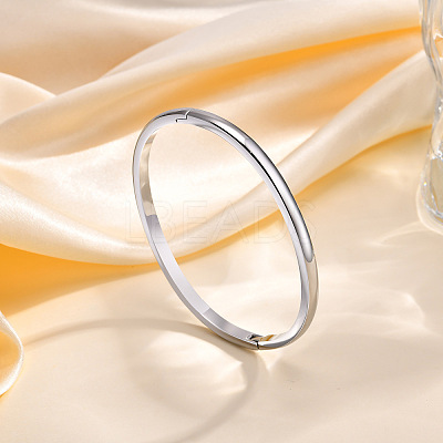 Non-Tarnish 304 Stainless Steel Smooth Hinged Bangles BJEW-Q772-01P-1
