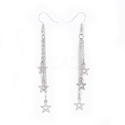 Brass Tassel Dangle Earrings EJEW-JE03303-1