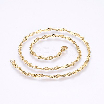 304 Stainless Steel Singapore Chain Necklaces X-MAK-L015-25G-1