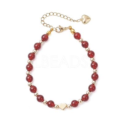 Natural Carnelian Beaded Bracelets BJEW-JB12752-02-1