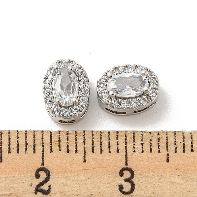 Brass Micro Pave Cubic Zirconia Beads KK-Q809-30P-1