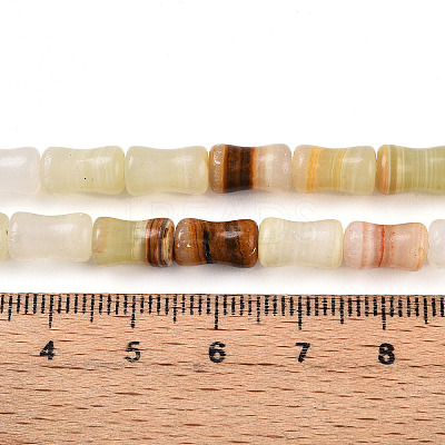 Natural Green Banded Calcite(Afghan Jade) Beads Strands G-T140-87-1