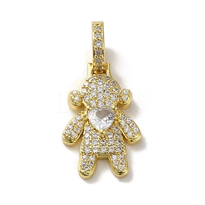 Rack Plating Brass Micro Pave Clear Cubic Zirconia Pendants KK-R158-02A-G-1
