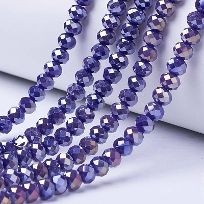 Electroplate Glass Beads Strands EGLA-A034-P6mm-B07-1