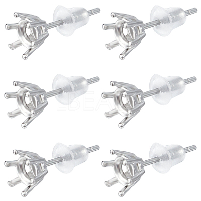 3 Pairs Rhodium Plated 925 Sterling Silver Studs Earrings Finding STER-BBC0005-67A-1