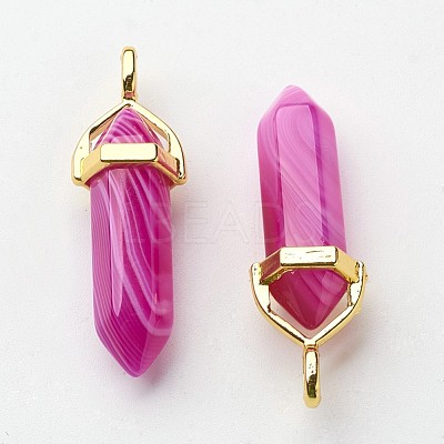 Natural Striped Agate/Banded Agate Pointed Pendants G-G902-A02-1