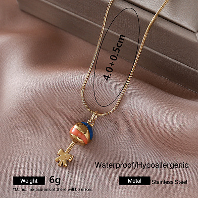 304 Stainless Steel Enamel Lollipop Pendant Necklaces for Girls VK7277-4-1