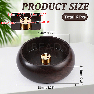 Round Wood Incense Burners Holder AJEW-WH0696-817A-1