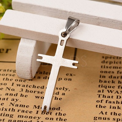 Tarnish Resistant 304 Stainless Steel Cross Pendants STAS-I035-27B-1