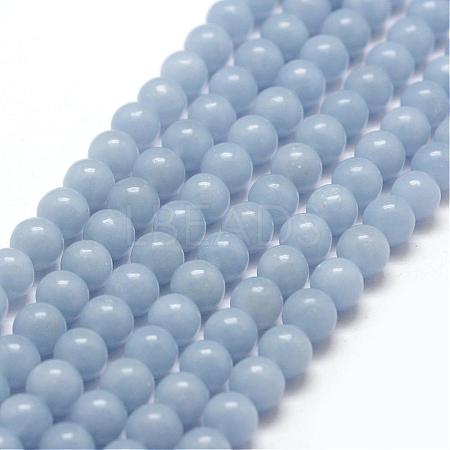 Natural Angelite Beads Strands G-P217-31-6mm-1