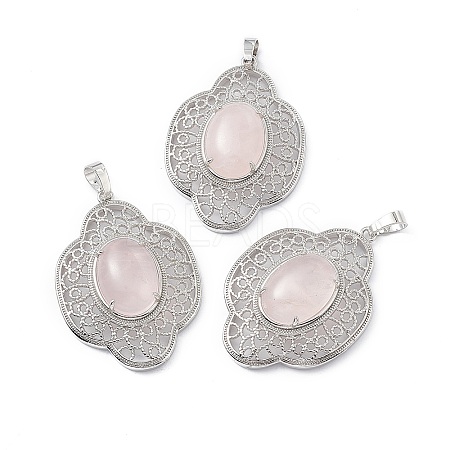 Natural Rose Quartz Pendants G-P492-01P-02-1