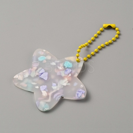 Translucent Acrylic Disc Pendant Keychain KEYC-WH0027-85B-02-1