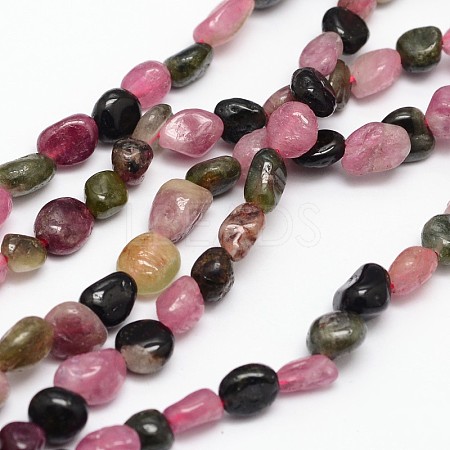 Nuggets Natural Multicolor Tourmaline Beads Strands X-G-N0164-06-1