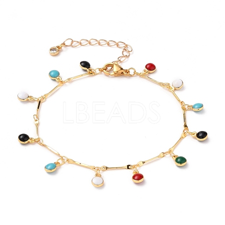 Brass Enamel Charm Bracelets BJEW-JB05722-1
