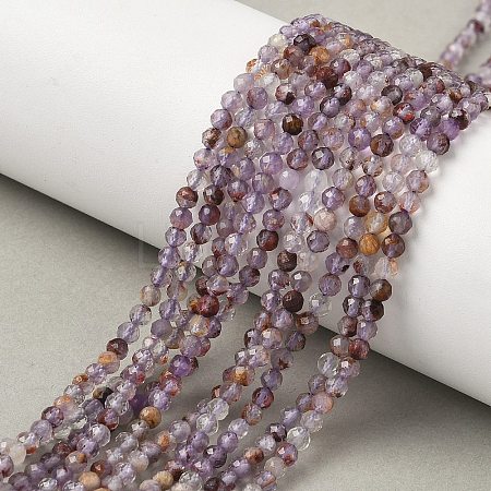 Natural Purple Phantom Quartz Purple Lodolite Quartz Beads Strands G-S385-01-1