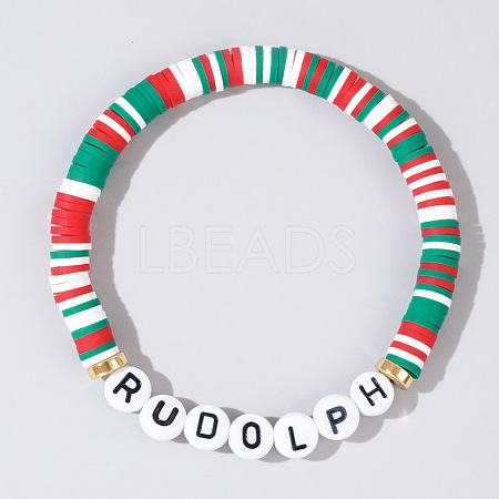 Christmas Rudolph Resin & Acrylic Beaded Stretch Bracelets WK2852-8-1